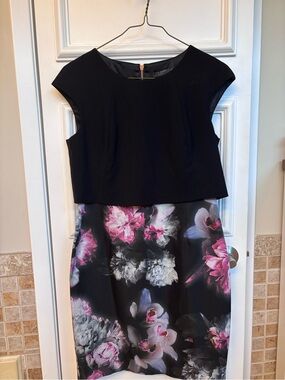Ted Baker Black Dress with Gold Logo Detail